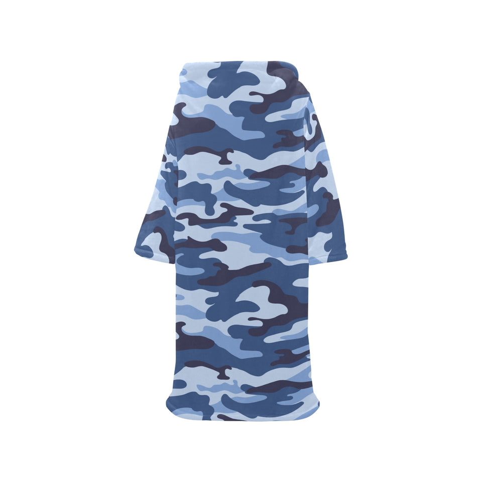 Blue camouflage pattern Blanket Robe with Sleeves