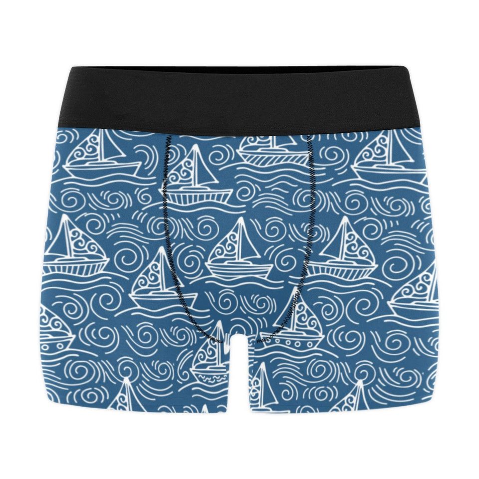 Hand drawn sailboat pattern Men's All Over Print Boxer Briefs Men's Underwear