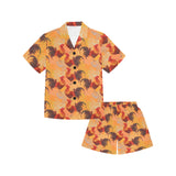 red rooster chicken cock pattern Kids' Boys' Girls' V-Neck Short Pajama Set