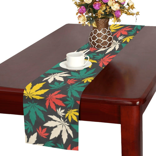 Canabis Marijuana Weed Pattern Print Design 02 Table Runner