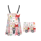 Pig Pattern Print Design 02 Chest Sexy Pleated Two Piece Swim Dress