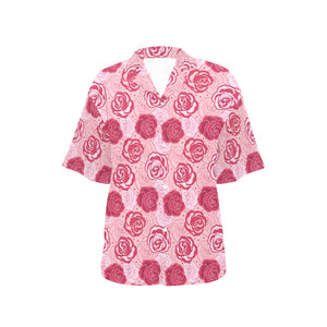 Rose Pattern Print Design 02 Women's All Over Print Hawaiian Shirt