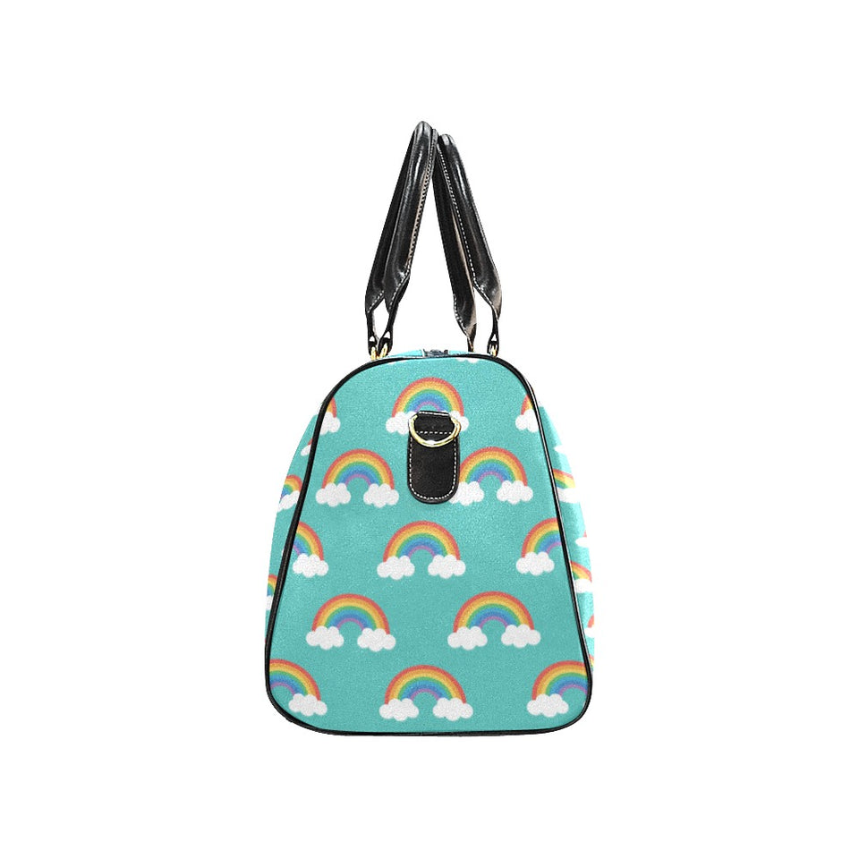 Rainbow pattern green background Travel Bag