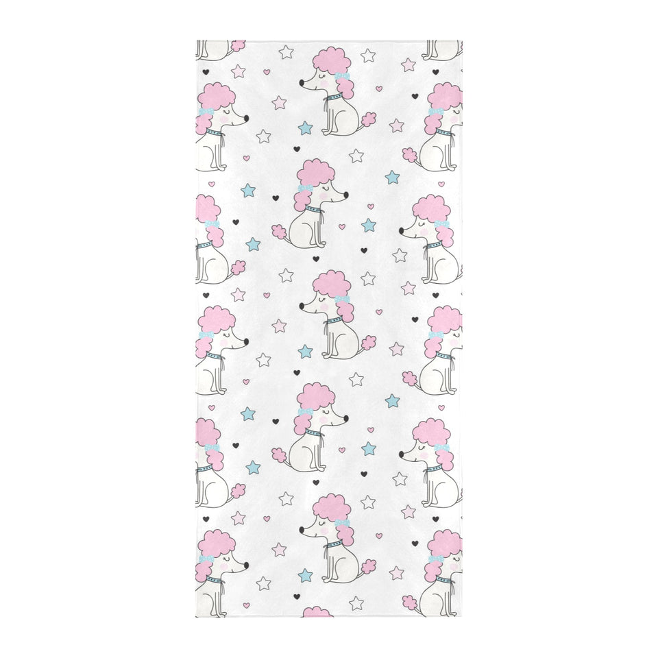 Cute poodle dog star pattern Beach Towel