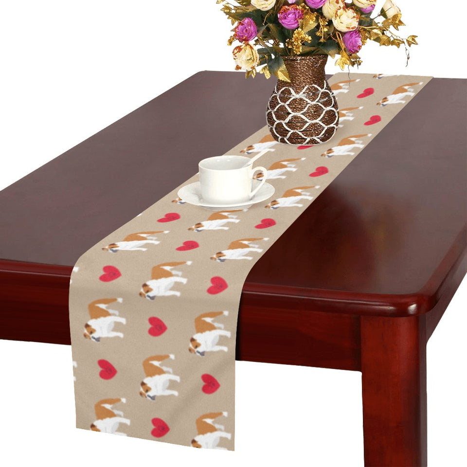 English Bulldog Pattern Print Design 05 Table Runner