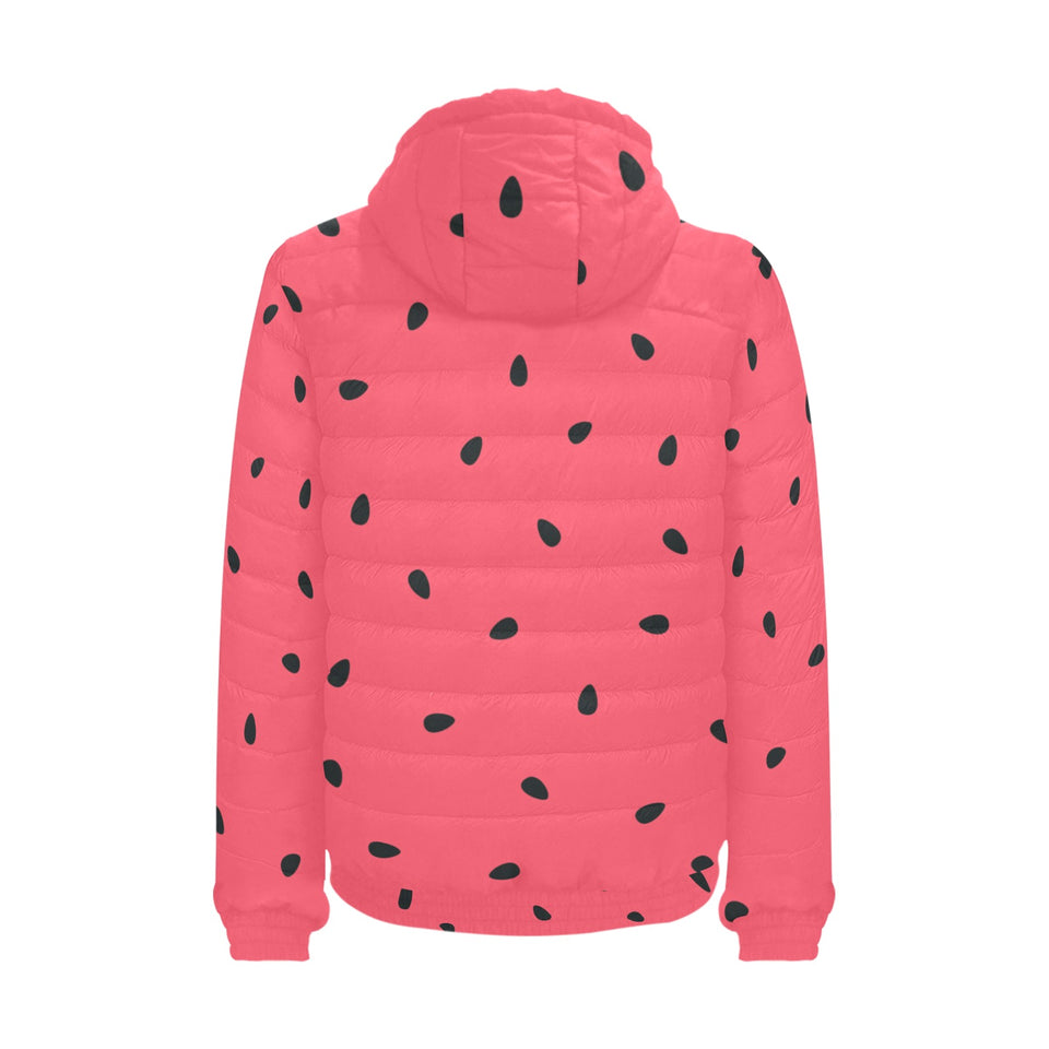 watermelon texture background Men's Padded Hooded Jacket