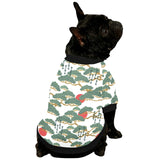 Bonsai red sun japanese pattern All Over Print Pet Dog Round Neck Fuzzy Shirt