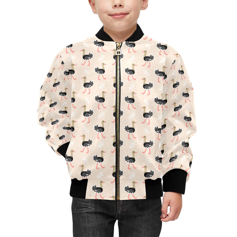 Ostrich Pattern Print Design 05 Kids' Boys' Girls' Bomber Jacket
