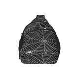 Spider web design pattern Black background white c All Over Print Chest Bag