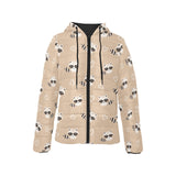 Cute raccoon heart pattern Women's Padded Hooded Jacket