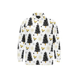 Christmas tree holly snow star pattern Men's Long Sleeve Polo Shirt