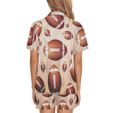 American football ball design pattern Women's V-Neck Short Pajama Set
