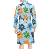 Alien Pattern Print Design 04 Men's Long Sleeve Belted Night Robe