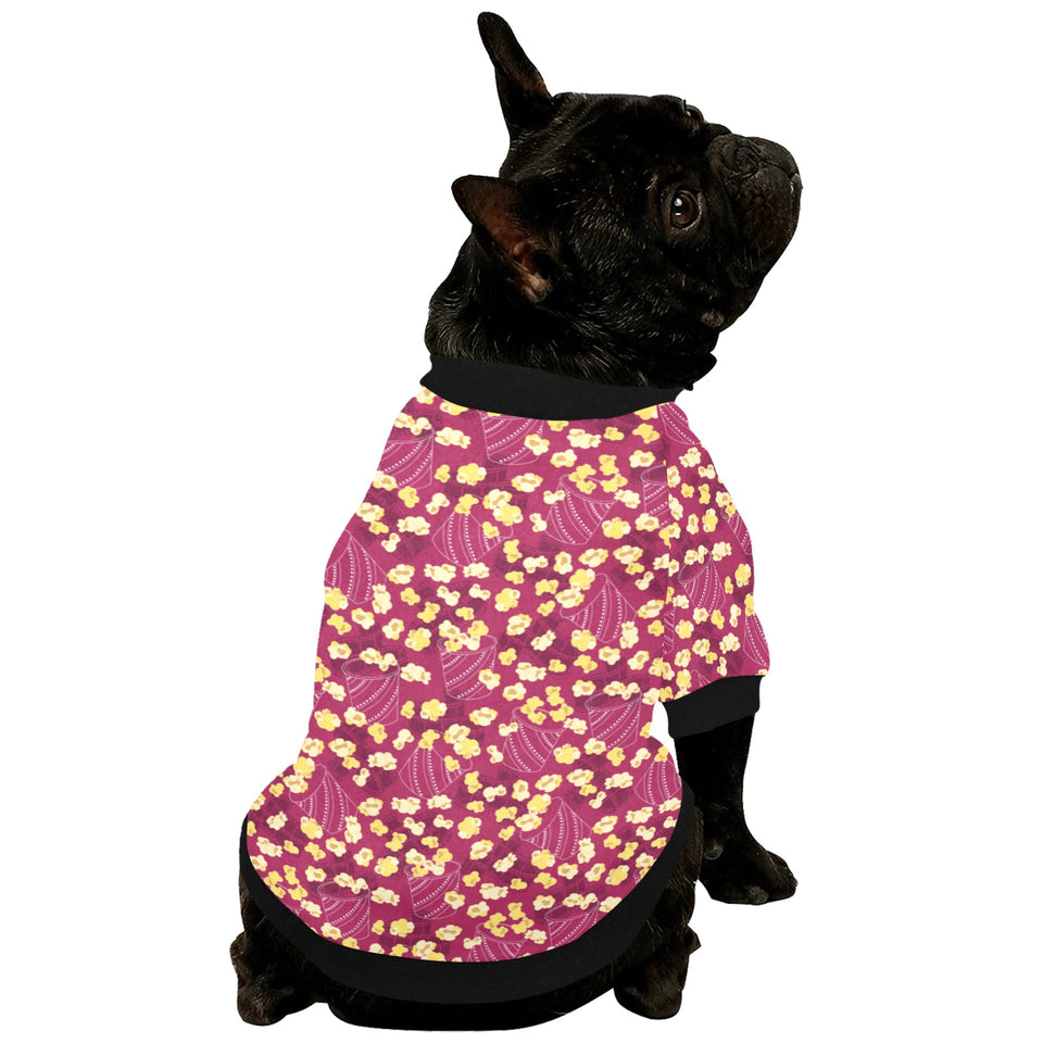 Popcorn Pattern Print Design 02 All Over Print Pet Dog Round Neck Fuzzy Shirt
