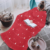 Christmas tree star snow red background Blanket Robe with Sleeves