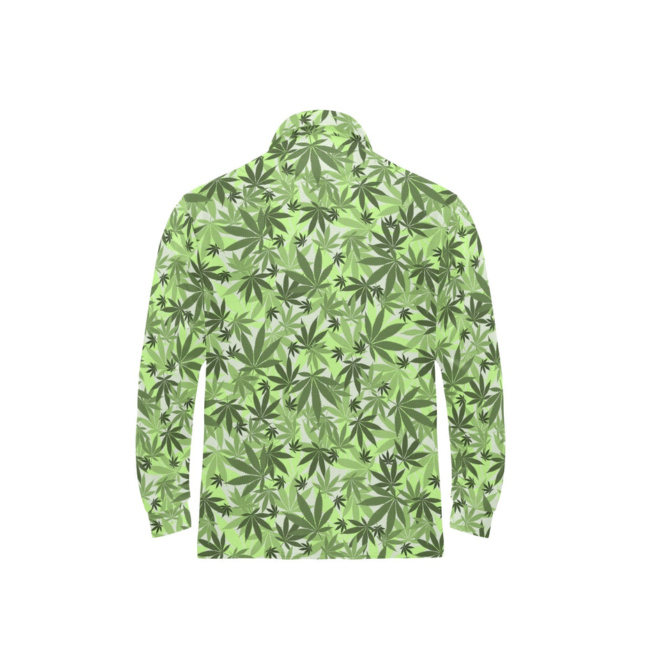 Canabis Marijuana Weed Pattern Print Design 01 Men's Long Sleeve Polo Shirt