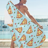 Hand drawn pizza blue background Beach Towel