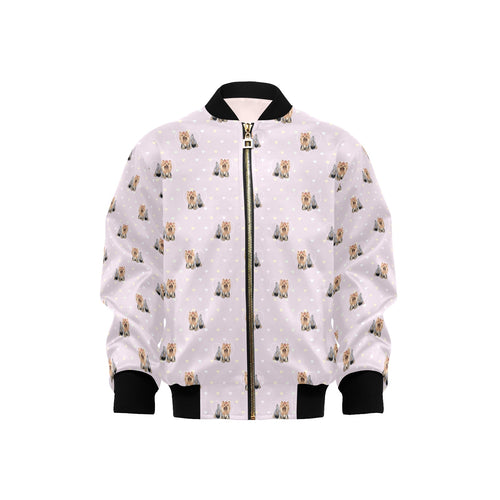 Yorkshire Terrier Pattern Print Design 02 Kids' Boys' Girls' Bomber Jacket