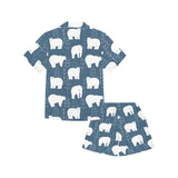polar bear mother her child pattern Kids' Boys' Girls' V-Neck Short Pajama Set