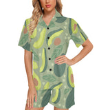 Avocado pattern Women's V-Neck Short Pajama Set