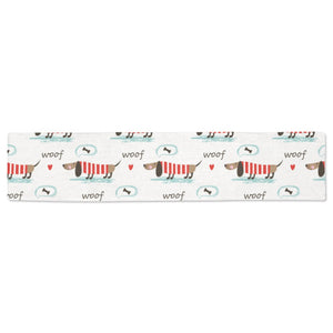 Cute dachshund bone pattern Table Runner