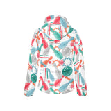 Watercolor bowling pattern Women's Padded Hooded Jacket