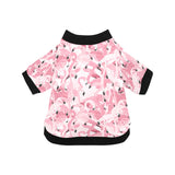 Pink flamingos pattern background All Over Print Pet Dog Round Neck Fuzzy Shirt