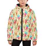 Colorful ice cream pattern Kids' Boys' Girls' Padded Hooded Jacket