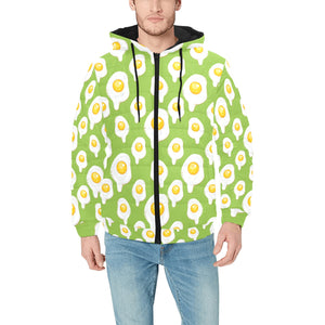 Fried Eggs Pattern Print Design 01 Men's Padded Hooded Jacket