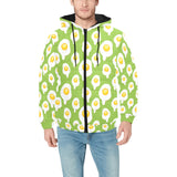 Fried Eggs Pattern Print Design 01 Men's Padded Hooded Jacket