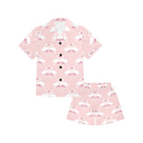 White swan and flower love pattern Kids' Boys' Girls' V-Neck Short Pajama Set