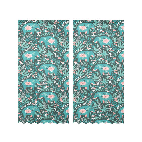 Elephants jungle pattern Gauze Curtain
