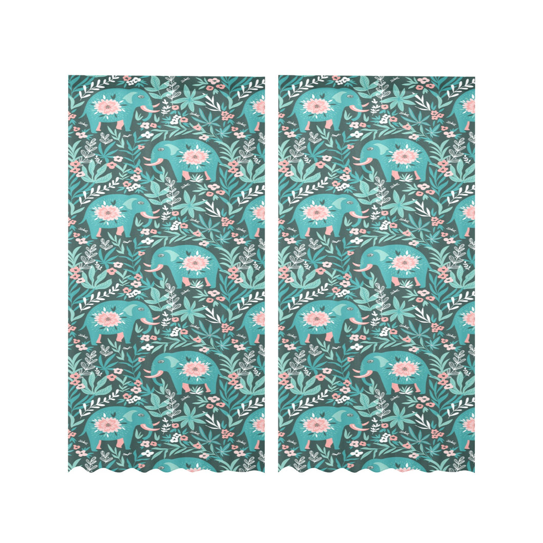 Elephants jungle pattern Gauze Curtain