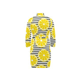slice of lemon design pattern Men's Long Sleeve Belted Night Robe
