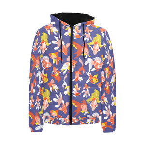 Goldfish Pattern Print Design 04 Men's Padded Hooded Jacket