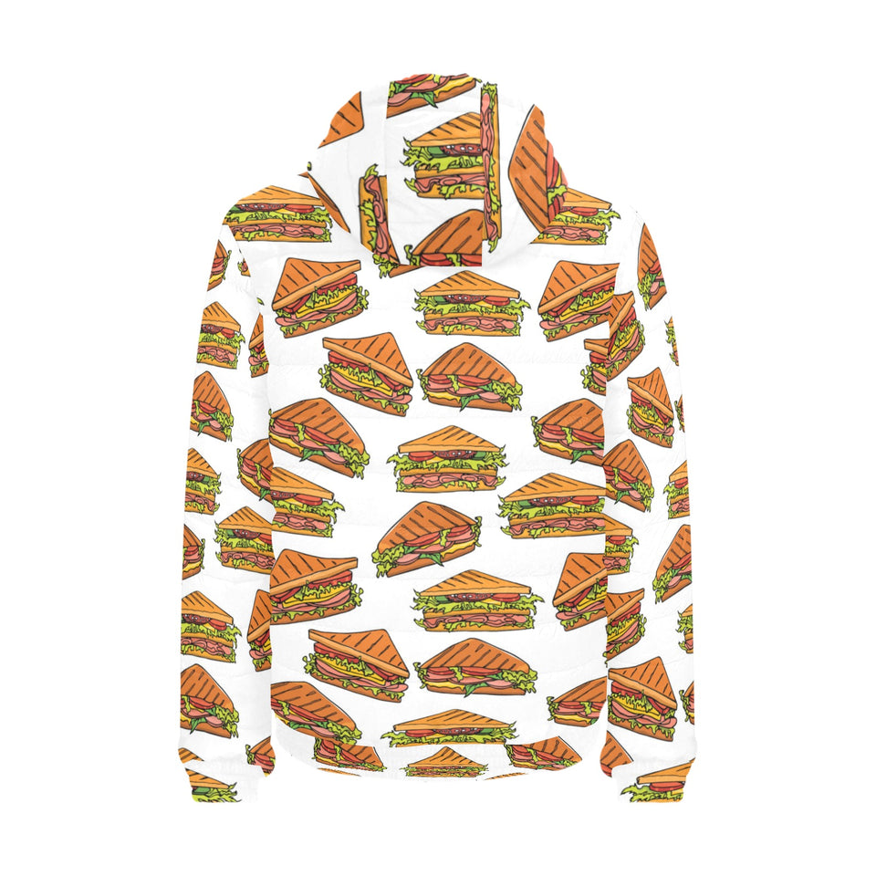 Sandwich Pattern Print Design 02 Men's Padded Hooded Jacket