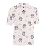 cute raccoons leaves pattern Men's All Over Print Polo Shirt