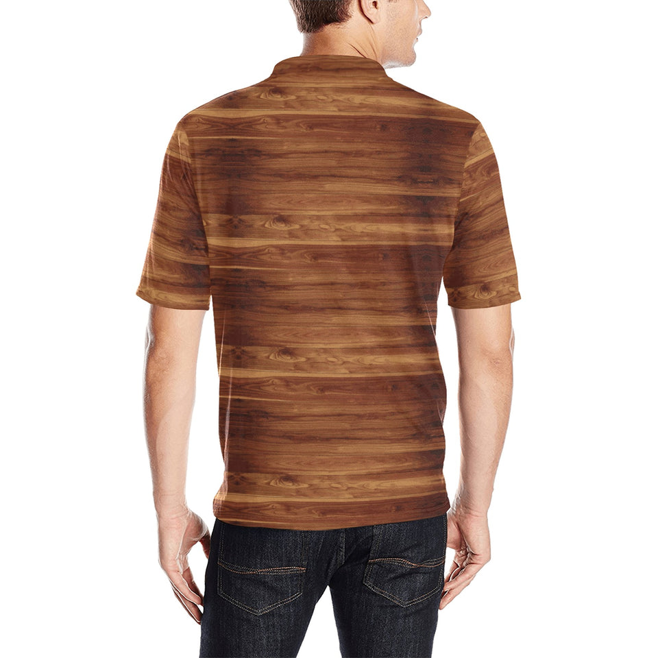 Wood Printed Pattern Print Design 04 Men's All Over Print Polo Shirt