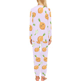 cute onions smiling faces purple background Women's All Over Print Pajama Set