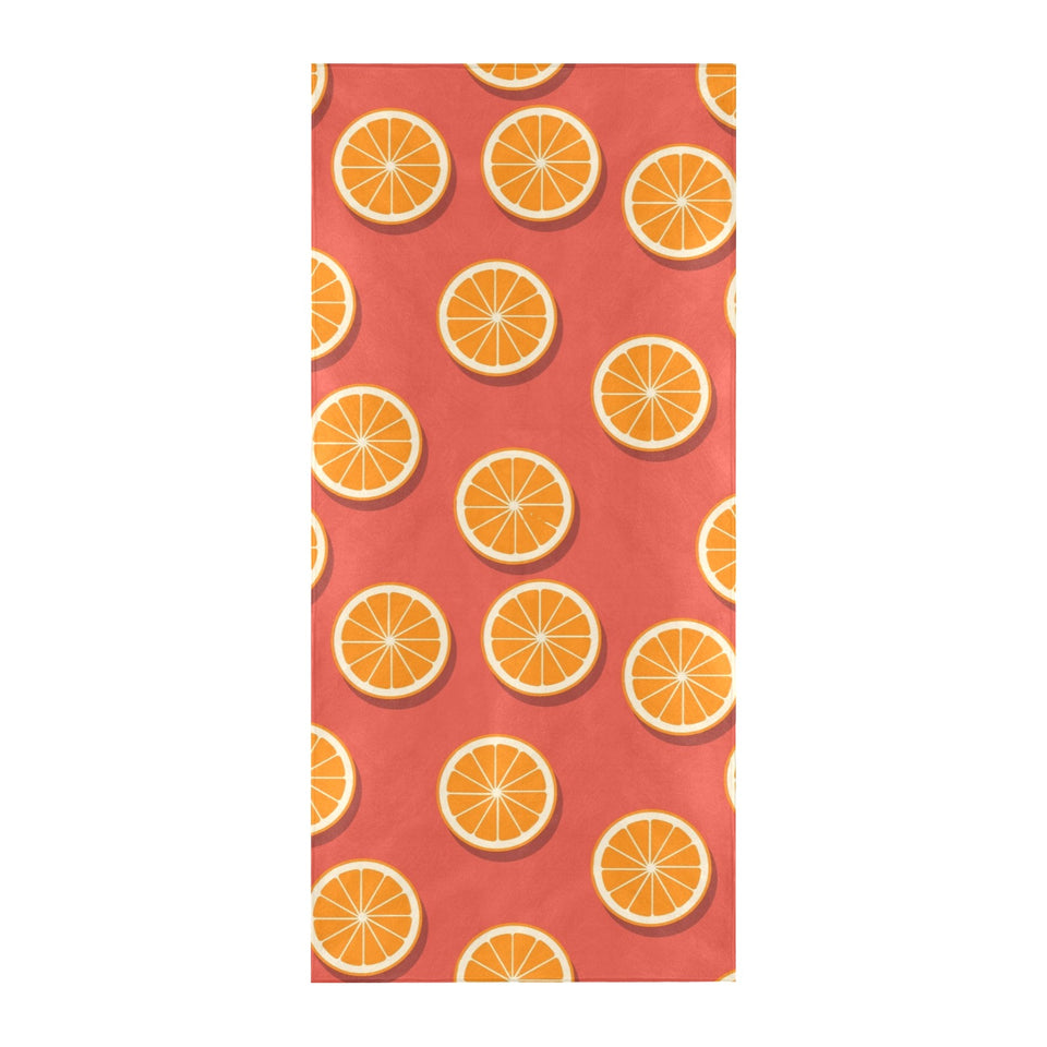 Oranges pattern red background Beach Towel