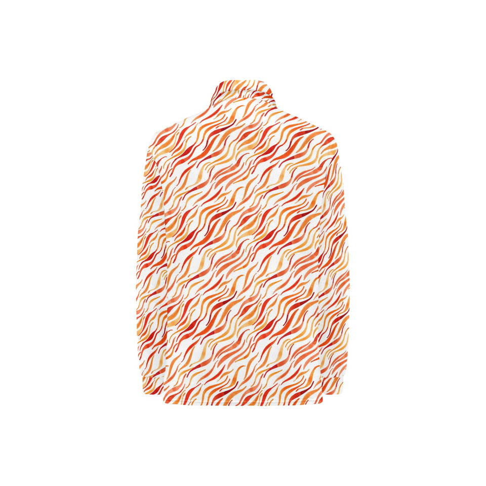 Fire flame watercolor pattern Women's Long Sleeve Polo Shirt