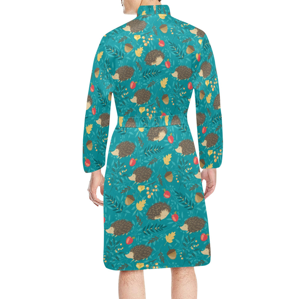 Hedgehog Pattern Print Design 01 Men's Long Sleeve Belted Night Robe