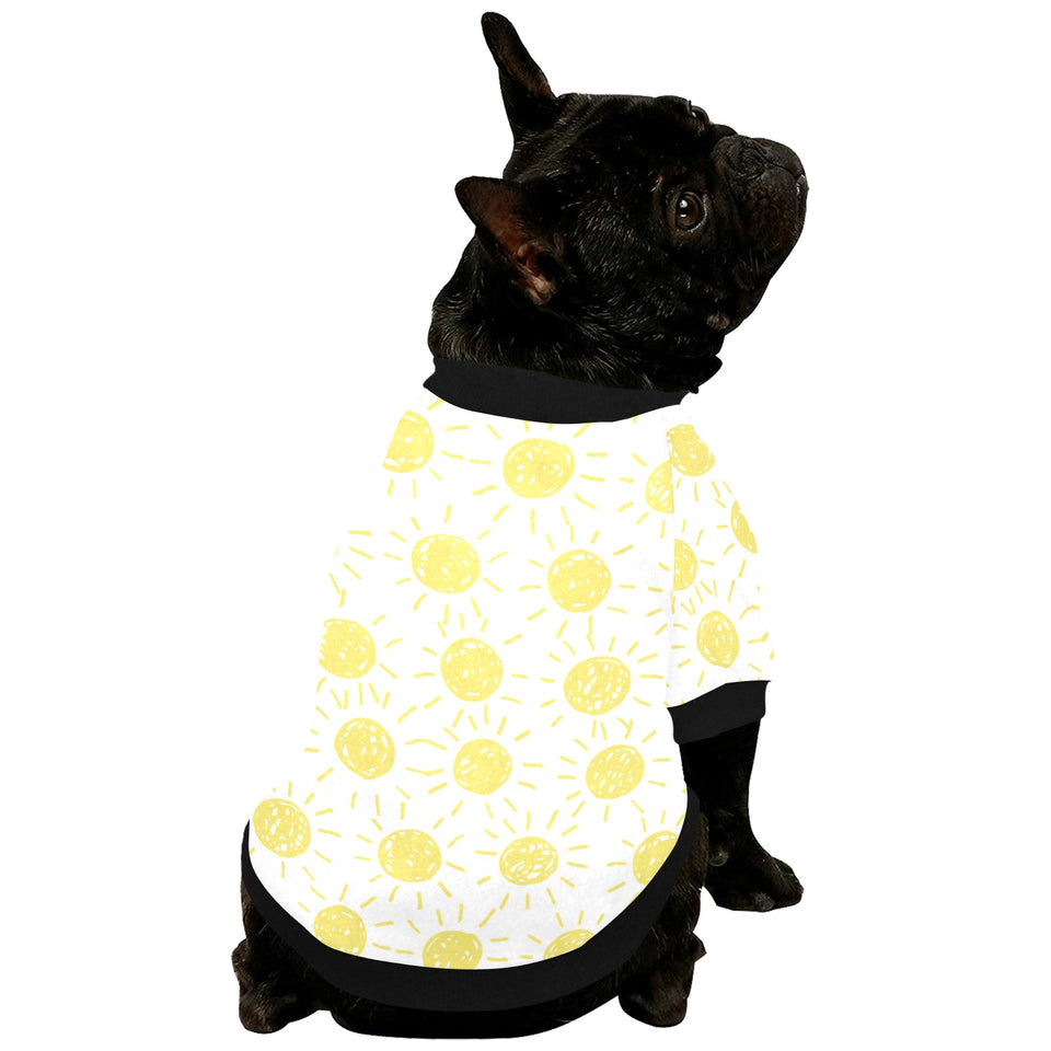 hand drawn sun pattern All Over Print Pet Dog Round Neck Fuzzy Shirt