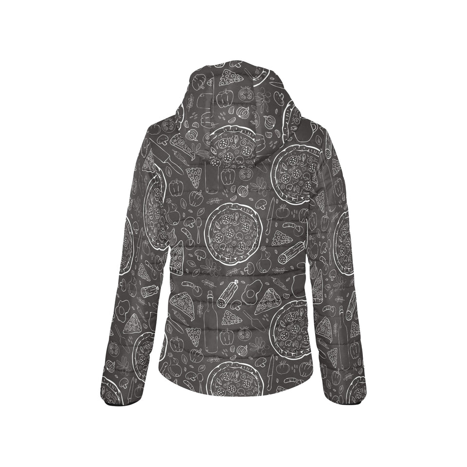 Pizza pattern Women's Padded Hooded Jacket