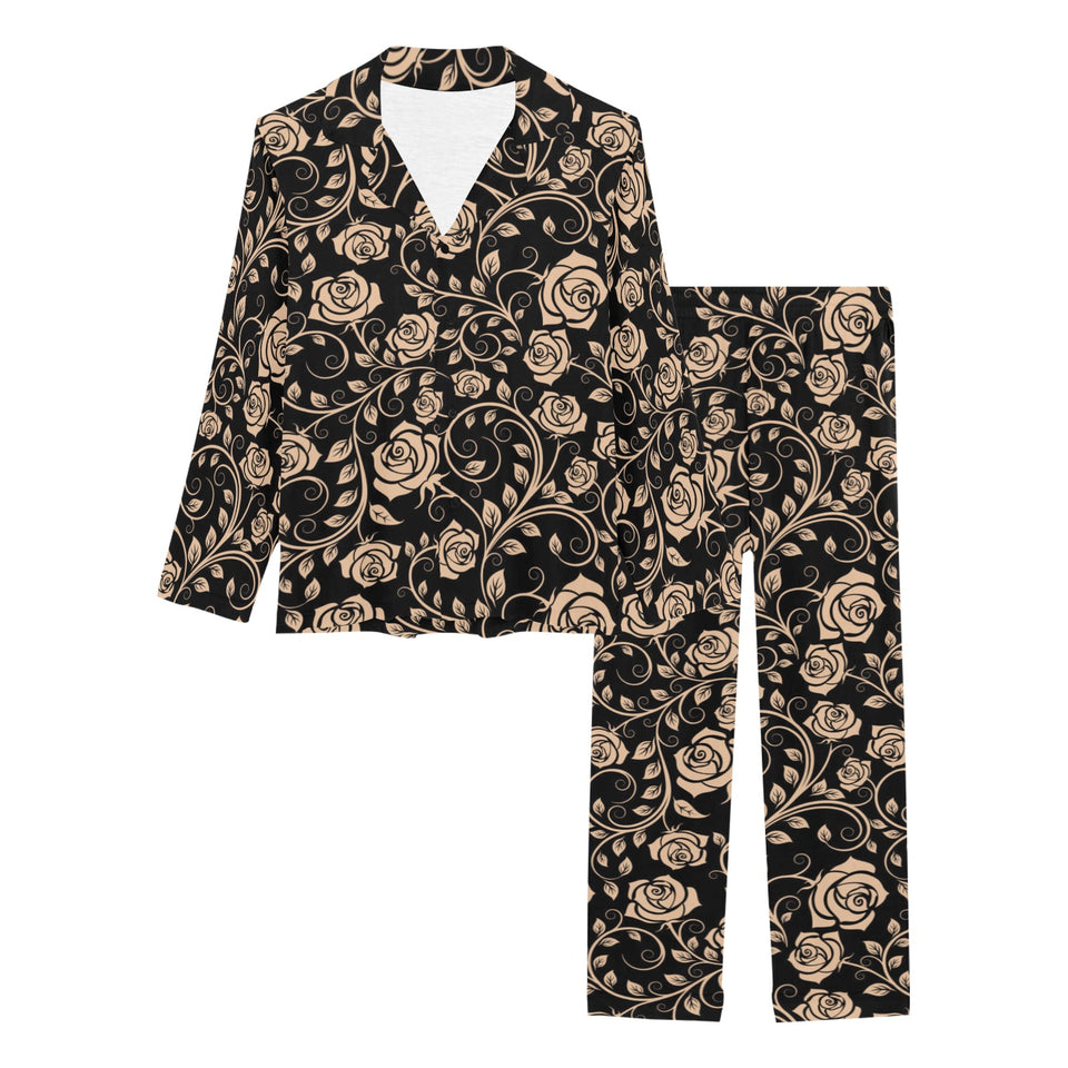 Rose Pattern Print Design 04 Women's Long Pajama Set