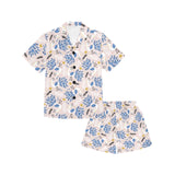Cute peacock pattern Kids' Boys' Girls' V-Neck Short Pajama Set