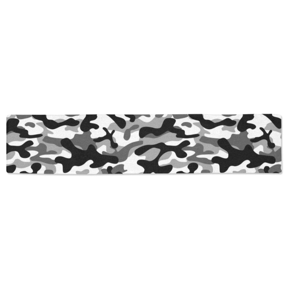 Black white camouflage pattern Table Runner