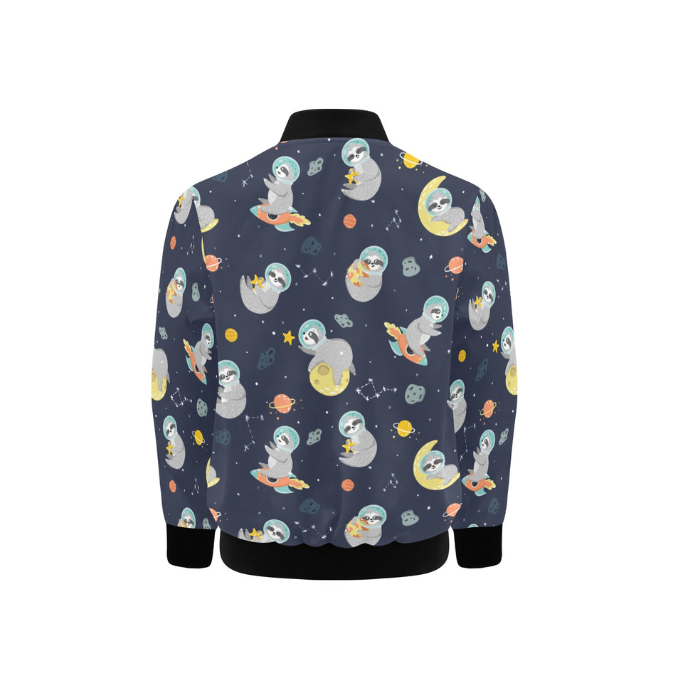 Cute sloth astronaut star planet rocket pattern Kids' Boys' Girls' Bomber Jacket