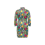 Gear Pattern Print Design 03 Men's Long Sleeve Belted Night Robe