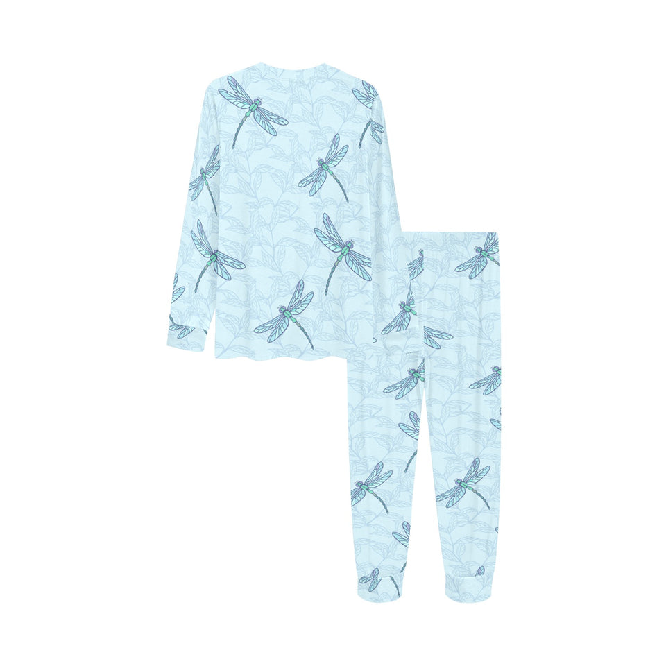 Dragonfly pattern blue background Kids' Boys' Girls' All Over Print Pajama Set